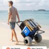 VEVOR Beach Dolly with Big Wheels for Sand, 18" x 15" Cargo Deck, Folding Sand Cart with 12" Balloon Wheels, 165 lbs Loading Capacity & 34" to 45" Adjustable Height, Heavy Duty Cart for Beach Camping