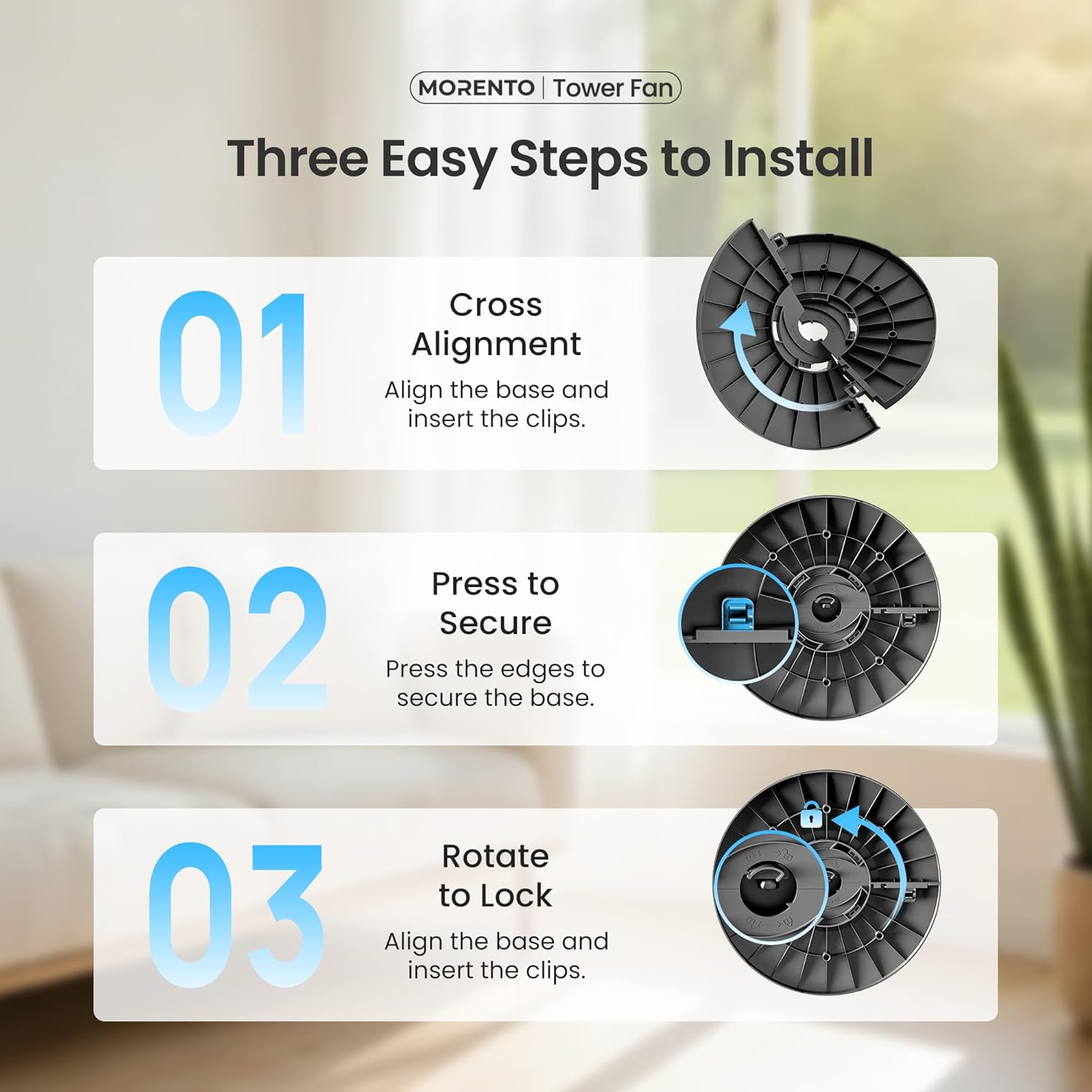 MORENTO Tower Fan for Bedroom, 36" Smart Standing Fan with WiFi APP Voice Control, 4 Modes 4 Speeds, 90° Oscillating, 12H Timer & 25dB Ultra Quiet Safe Bladeless Floor Fan with Remote, Black, 1 Pack MORENTO Tower Fan for Bedroom, 36" Smart Standing Fan with WiFi APP Voice Control, 4 Modes 4 Speeds, 90° Oscillating, 12H Timer & 25dB Ultra Quiet Safe Bladeless Floor Fan with Remote, Black, 1 Pack - Image 8