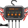 VEVOR Smart Battery Charger, 2A x 4, LiFePO4 Lead-Acid (AGM/Gel/SLA) Car Battery Charger, Fully-Automatic Charger Maintainer Desulfator for Boat Motorcycle Lawn Mower Golf Cart Marine Deep Cycle