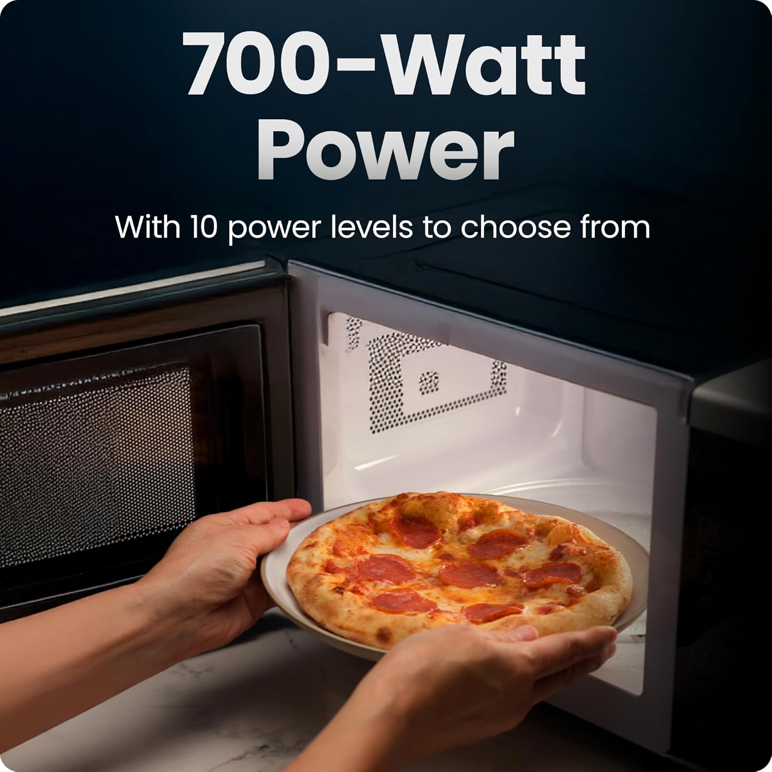 Chefman Countertop Microwave Oven 0.7 Cu. Ft., 700 Watts with 10 Power Levels, 6 Cooking Presets with One-Touch Express Cook, Eco Mode, Child Safety Lock, & Mute Button - Black Chefman Countertop Microwave Oven 0.7 Cu. Ft., 700 Watts with 10 Power Levels, 6 Cooking Presets with One-Touch Express Cook, Eco Mode, Child Safety Lock, & Mute Button - Black - Image 4