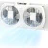 Comfort Zone Twin Window Fan with Reversible Airflow Control, 9 inch, Auto-Locking Expanders, 2 Speed Fan, Dual Fan, Exhaust, Airflow 9.84 ft/sec, Ideal for Home, Kitchen, Bedroom & Office, CZ319WT