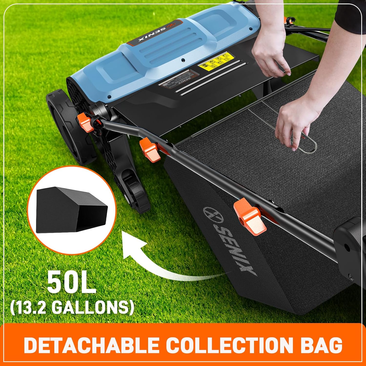 SENIX 13 Amp 15-Inch 2-in-1 Electric Dethatcher and Scarifier with 13.2-Gal Collection Bag,4-Position Depth Adjustment,Walk Behind for Lawn Garden Care Removing Thatch,Quick-Fold(SCE13-M) SENIX 13 Amp 15-Inch 2-in-1 Electric Dethatcher and Scarifier with 13.2-Gal Collection Bag,4-Position Depth Adjustment,Walk Behind for Lawn Garden Care Removing Thatch,Quick-Fold(SCE13-M) - Image 8