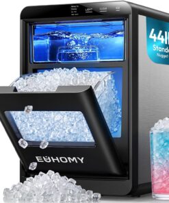 EUHOMY Nugget Ice Maker Countertop, 44Lbs/24H Sonic Ice Maker Machine, Self-Cleaning Pellet Ice Makers with Ice Scoop&Basket, Countertop Pebble Ice Maker for Home/Kitchen/Office
