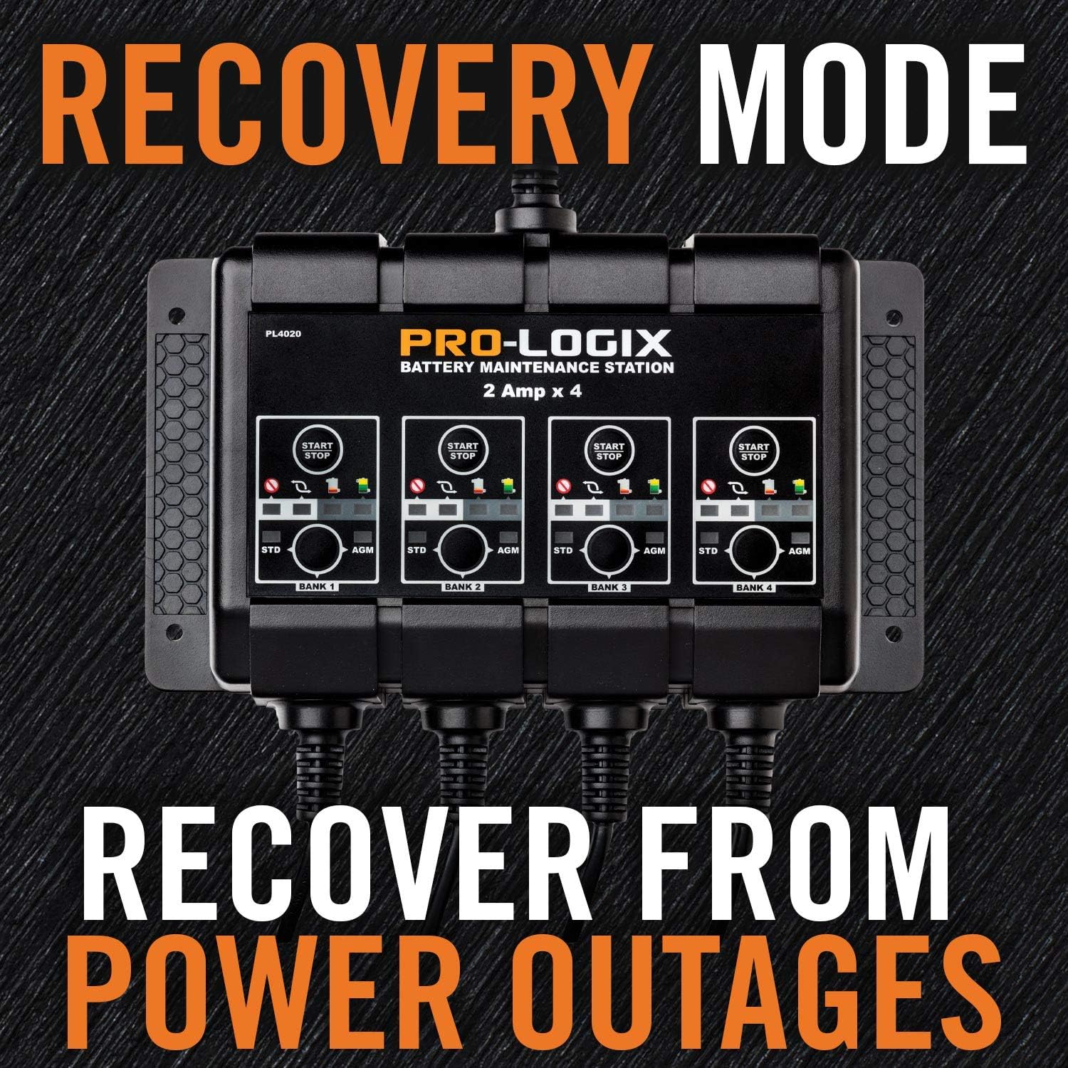 Clore Automotive PL4020, Pro-Logix 4-Bank, 8-Amp (2-Amp Per Bank) Fully Automatic Smart Charger, 12V Battery Charger, Battery Maintainer, Desulfator with Temperature Compensation, Black Clore Automotive PL4020, Pro-Logix 4-Bank, 8-Amp (2-Amp Per Bank) Fully Automatic Smart Charger, 12V Battery Charger, Battery Maintainer, Desulfator with Temperature Compensation, Black - Image 4