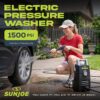 Sun Joe Electric Pressure Washer with Powerful Motor for Cars/Fences/Patios/All Uses, Safety First GFCI Power Cord, Adjustable Spray Wand & Total Stop System, 20-Foot Hose, Black, SPX205E-XT