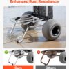 VEVOR Beach Dolly with Big Wheels for Sand, 20" x 15" Cargo Deck, Folding Sand Cart with 12" Balloon Wheels, 165 lbs Loading Capacity & 34" to 46" Adjustable Height, Heavy Duty Cart for Beach Camping