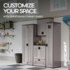 Suncast Tall Storage Cabinet for Garage Organization - 72" Freestanding Utility Closet with Shelving for Garden Supplies, Paint Cans & Outdoor Tools, Multi-Wall Resin Construction, Platinum