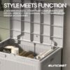 Suncast 22-Gal. Resin Small Outdoor Patio Deck Box with Reeded Design, Modern Outdoor Patio Bench/Storage Box for Cushions, Garden Tools, and More, French Gray Suncast 22-Gal. Resin Small Outdoor Patio Deck Box with Reeded Design, Modern Outdoor Patio Bench/Storage Box for Cushions, Garden Tools, and More, French Gray