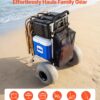 VEVOR Beach Dolly with Big Wheels for Sand, 20" x 15" Cargo Deck, Folding Sand Cart with 12" Balloon Wheels, 165 lbs Loading Capacity & 34" to 46" Adjustable Height, Heavy Duty Cart for Beach Camping