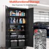 VEVOR Metal Storage Cabinet, 72.6 in Rolling Steel Garage Cabinet with 4 Adjustable Shelves, 2 Magnetic Doors & 2 Keys, 5 Tiers Lockable Tool Storage for Pantry, Warehouse, Basement, Office, Black
