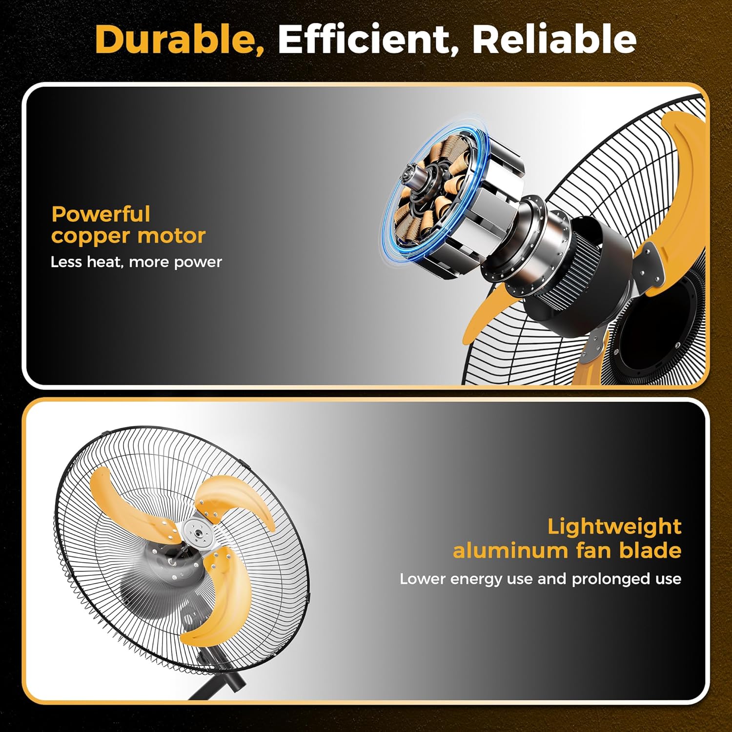 CAMMOO 18 Inch Wall Mount Fan Oscillating, 600D Oxford Cover & Wired Remote | Extended 3.3ft Wired Remote & 6.6ft Power Cord Wall Fan, 3-Speed High Velocity Wall Mounted Fan, for Garage, Workshop CAMMOO 18 Inch Wall Mount Fan Oscillating, 600D Oxford Cover & Wired Remote | Extended 3.3ft Wired Remote & 6.6ft Power Cord Wall Fan, 3-Speed High Velocity Wall Mounted Fan, for Garage, Workshop - Image 8