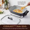 Elite Gourmet Stow-Away Ceramic Electric Skillet, 1500W, Black/Gray | PFAS-Free Ceralast Coating, Rapid Heat-Up, 15"x12"x3" Foldable Design, Dishwasher-Safe Pan & Lid, Large Size