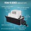Little Giant VCMA-15ULST 115 Volt, 65 GPH, 1/50 HP Automatic Condensate Removal Pump for HVAC/Refrigeration Systems/Dehumidifiers with Overflow Detection Switch and 20-Foot Tubing, Black/White, 554415