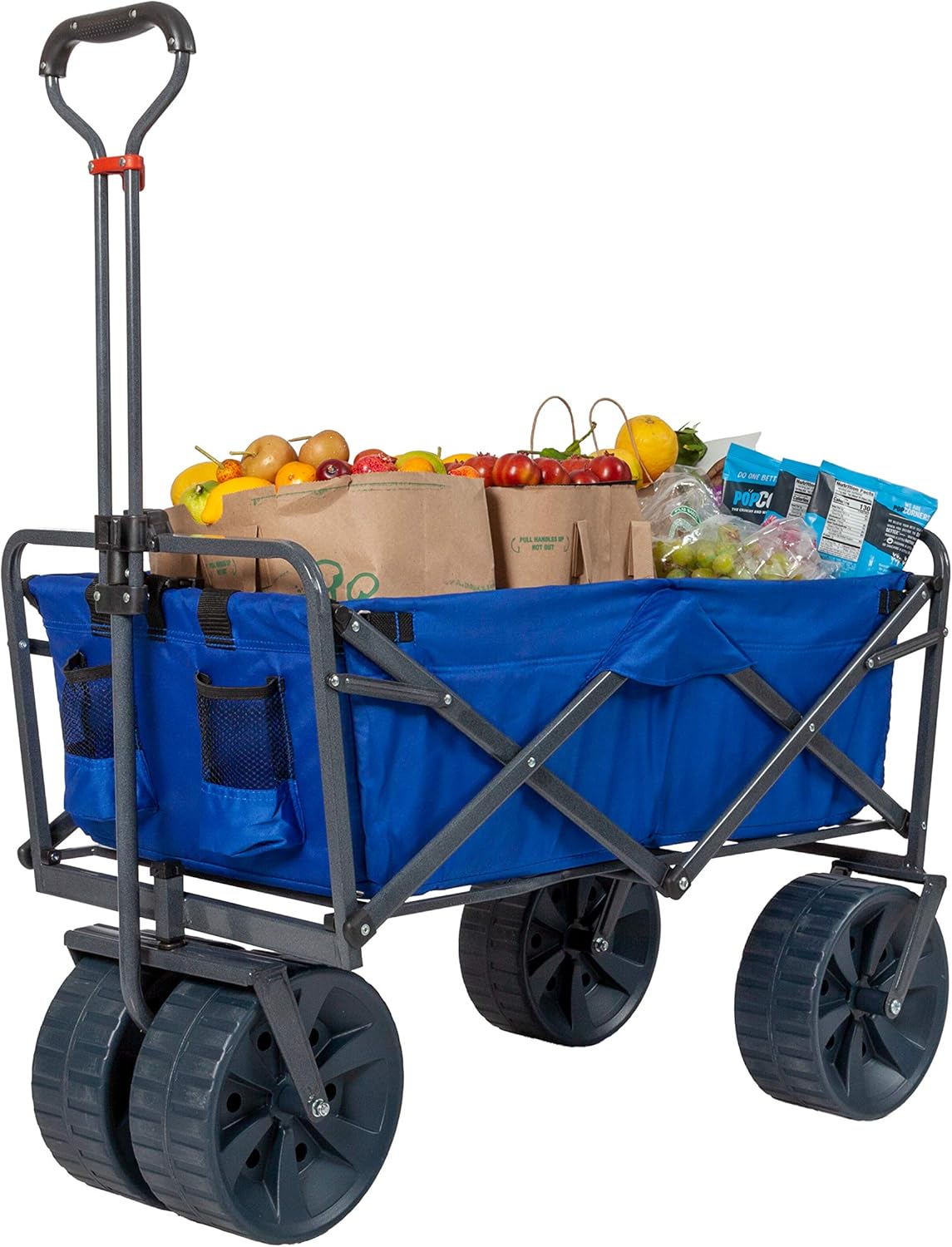 Mac Sports Heavy Duty Collapsible Folding All Terrain Utility Beach Wagon Cart, Blue/Black Mac Sports Heavy Duty Collapsible Folding All Terrain Utility Beach Wagon Cart, Blue/Black - Image 4