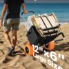 VEVOR Beach Dolly with Big Wheels for Sand, 29.9" x 15.4" Cargo Deck, w/ 12" Solid Wheels, 165LBS Loading Capacity Folding Sand Cart & 27" to 44.7" Adjustable Height, Heavy Duty Cart for Beach