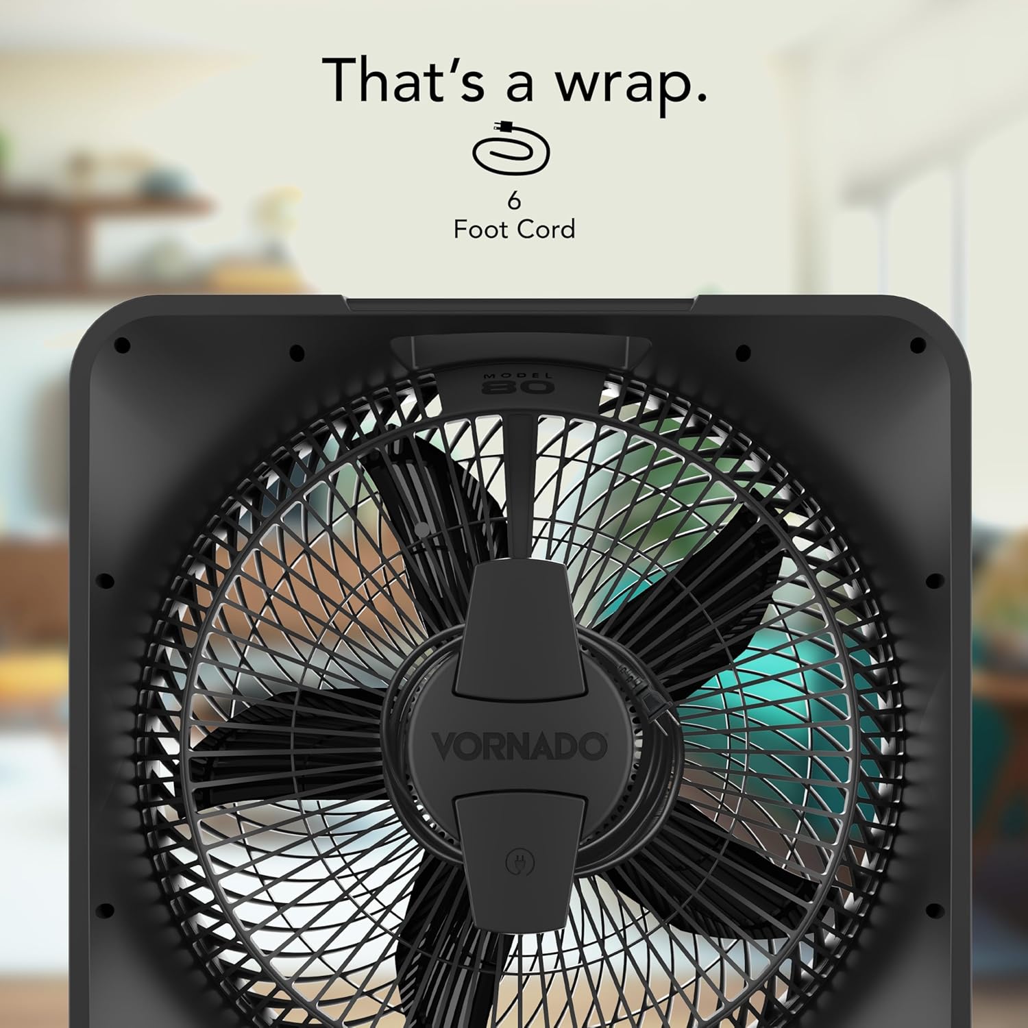 Vornado Model 80 High Velocity Electric Box Fan with Removable Grille, 5 Speed Settings, Powerful Airflow, Whole Room Air Circulation, Targeted Cooling, Cord Storage, Durable Floor Fan, Ice White Vornado Model 80 High Velocity Electric Box Fan with Removable Grille, 5 Speed Settings, Powerful Airflow, Whole Room Air Circulation, Targeted Cooling, Cord Storage, Durable Floor Fan, Ice White - Image 5