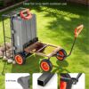 VEVOR 800LBS 7 CU.FT Poly Garden Cart Dump Wagon, Heavy Duty 4 Wheel Wheelbarrow with 10" Flat Free Tires, Yard Cart Dump Wagon with Removable Raised Sides and Quick-Release System