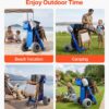 VEVOR Beach Cart with Large Wheels for Sand, 165 lbs Load Capacity, Heavy Duty Folding Beach Wagon with 12" Balloon Wheels, Insulated Cooler Bag, Umbrella Holder, Holds 4 Chairs for Camping & Fishing
