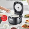TOSHIBA Small Rice Cooker, 3-Cup Uncooked, for 1-3 People, LCD Display, 8 Cooking Functions, Nonstick Inner Pot, Grey TOSHIBA Small Rice Cooker, 3-Cup Uncooked, for 1-3 People, LCD Display, 8 Cooking Functions, Nonstick Inner Pot, Grey