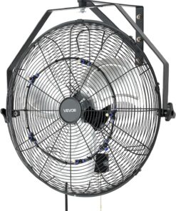 VEVOR Wall Mount Fan, 20 in Wall Mounted Hanging Fan with Mist, IP44-rated Protection, 3-Speed, Long Airflow Distance, Adjustable Rotation Angle, Powerful for Industry, Commercial, Garage, Workshop