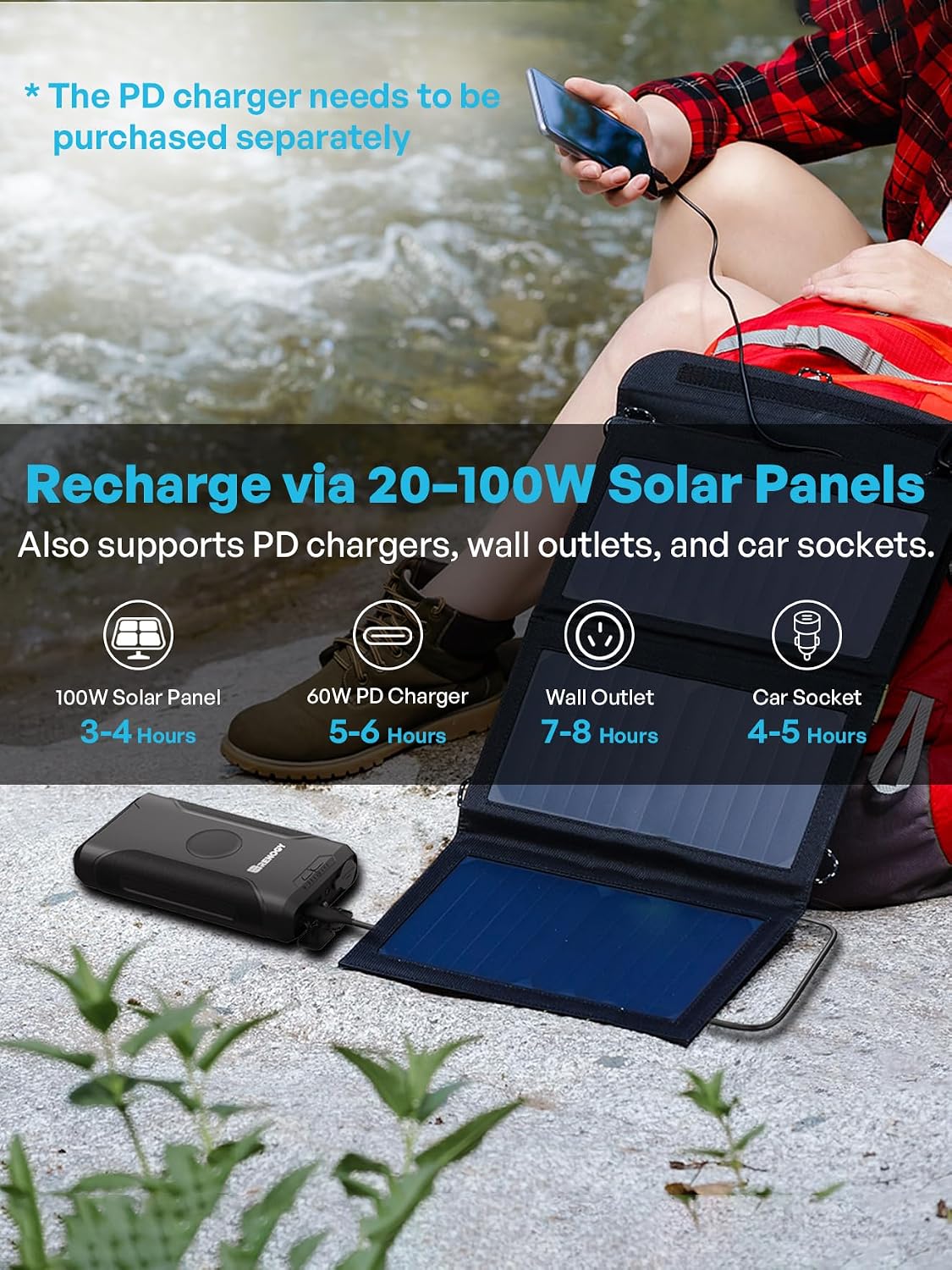 Renogy 72000mAh 266Wh 12v Power Bank with 60W PD, CPAP Battery for Camping, High Capacity Large Camping Power Bank with USB-C DC Wireless Charging & Flashlight, Backup Power Supply for Starlink Mini Renogy 72000mAh 266Wh 12v Power Bank with 60W PD, CPAP Battery for Camping, High Capacity Large Camping Power Bank with USB-C DC Wireless Charging & Flashlight, Backup Power Supply for Starlink Mini - Image 7