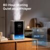 DREO 8L Smart Humidifier Large Room, 80H Runtime, Warm & Cool Mist, HM717S | Up to 600ft², Precise Humidity Control, 1500+RGB Light, 28dB, Humidifiers for Bedroom, Plants, Baby, Supports APP/Voice/Alexa, Silver