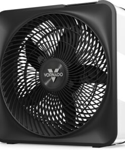 Vornado Model 80 High Velocity Electric Box Fan with Removable Grille, 5 Speed Settings, Powerful Airflow, Whole Room Air Circulation, Targeted Cooling, Cord Storage, Durable Floor Fan, Ice White