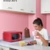 COMFEE' Retro Microwave Oven, 0.7 Cu.Ft, 700W, Red, 9 Preset Menus