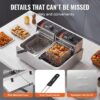 VEVOR Commercial Deep Fryer, Dual Tank 3000W Electric Countertop Fryer with Basket, 2 x 9.1Qt/8.6L Double Stainless Steel Oil Fryer, with Temp Control & Overheat Protection, for Kitchen Restaurant Use