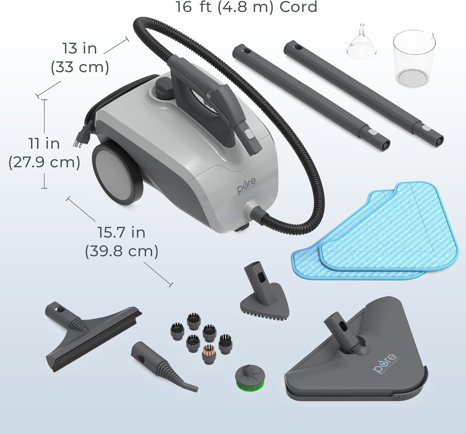 Pure Enrichment PureClean XL Rolling Steam Cleaner – Professional 1.5L Multi-Purpose Heavy Duty Steamer, 17 Accessories, Chemical-Free Deep Cleaning of Floors, Upholstery, Windows, Grout, Cars & More Pure Enrichment PureClean XL Rolling Steam Cleaner – Professional 1.5L Multi-Purpose Heavy Duty Steamer, 17 Accessories, Chemical-Free Deep Cleaning of Floors, Upholstery, Windows, Grout, Cars & More - Image 8