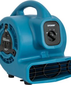 XPOWER P-80A Mini Mighty 138 W 600 CFM Centrifugal Air Mover, Carpet Dryer, Floor Fan, Blower, Stackable, Daisy Chain, for Water Damage Restoration, Janitorial, Plumbing, Home Use