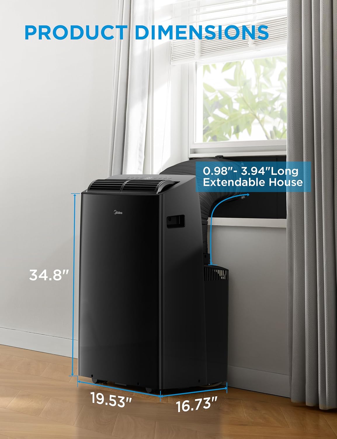 Midea Duo 14,000 BTU (12,000 BTU SACC) High Efficiency Inverter Ultra Quiet Portable Air Conditioner, with Heat up to 550 Sq. Ft., Works with Alexa/Google Assistant, with Remote Control & Window Kit" Midea Duo 14,000 BTU (12,000 BTU SACC) High Efficiency Inverter Ultra Quiet Portable Air Conditioner, with Heat up to 550 Sq. Ft., Works with Alexa/Google Assistant, with Remote Control & Window Kit" - Image 9