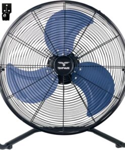 TEMPWARE 20 Inch High Velocity Industrial Floor Fan, 3-Speed Heavy Duty Metal Cradle Floor Fans with 360° Tilt for Warehouse, Workshop, Garage, Factory and Basement, Black & Blue