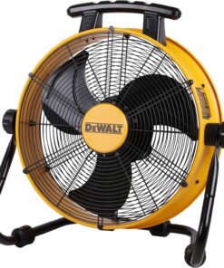 DEWALT DXF1840 Floor Fan, Industrial Fans, 18 Inch High Velocity Fan with 3-Speed Heavy Duty Air Circulator and 180 Adjustable Tilt, Large Electric Metal Rotating Garage Fan, Drum fan for Work, Yellow