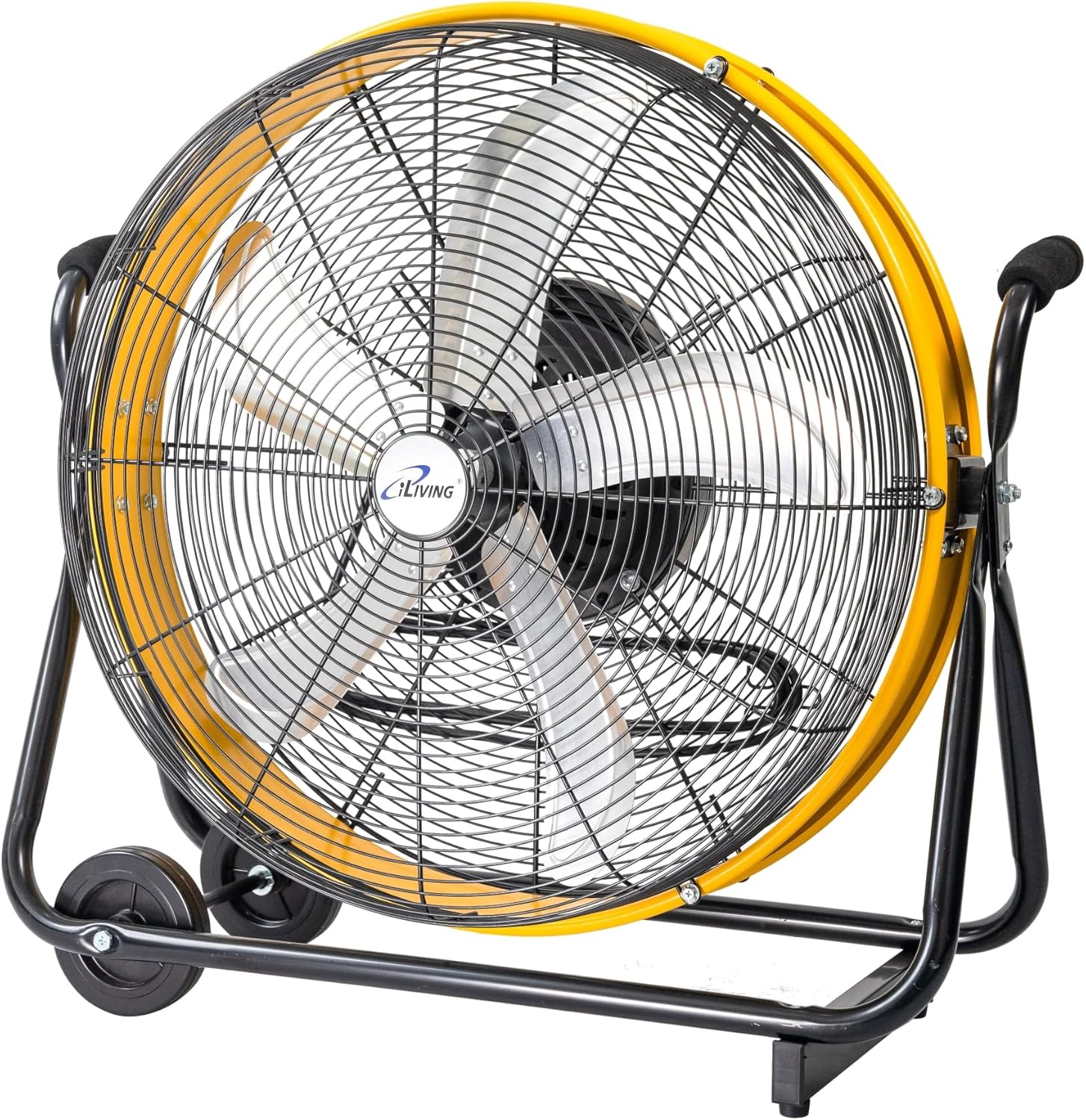 iLiving 24 Inch 3-Speed Orbital Internal Oscillating High Velocity Barrel Floor Fan for Office, Auto Shop, Garage, Workshop, Warehouse, 7800 CFM, Yellow iLiving 24 Inch 3-Speed Orbital Internal Oscillating High Velocity Barrel Floor Fan for Office, Auto Shop, Garage, Workshop, Warehouse, 7800 CFM, Yellow - Image 2