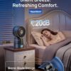 DREO TurboCool Misting Fan 516, 5℉ Drop Cooling Fans that Blow Cold Air, 150°+30° Omni-directional Oscillating, Evaporative air cooler, 26 ft/s Wind, Ultrafine Mist, 20dB Quiet, 6 Speeds 2 Modes, Grey