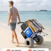 VEVOR Beach Dolly with Big Wheels for Sand, 20" x 15" Cargo Deck, Folding Sand Cart with 12" Balloon Wheels, 165 lbs Loading Capacity & 34" to 46" Adjustable Height, Heavy Duty Cart for Beach Camping