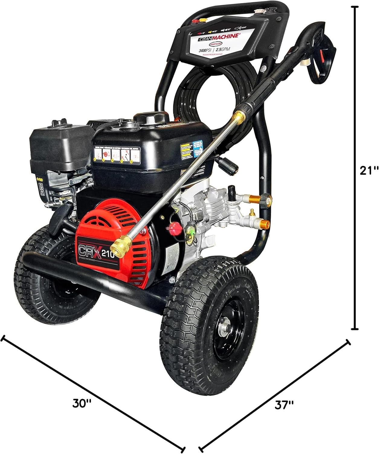 Simpson 3400 PSI Gas Pressure Washer, 2.5 GPM Residential Power Washer, Cold Water, 25' Hose, Clean Machine, 49-State Compliant (CM61083) Simpson 3400 PSI Gas Pressure Washer, 2.5 GPM Residential Power Washer, Cold Water, 25' Hose, Clean Machine, 49-State Compliant (CM61083) - Image 20