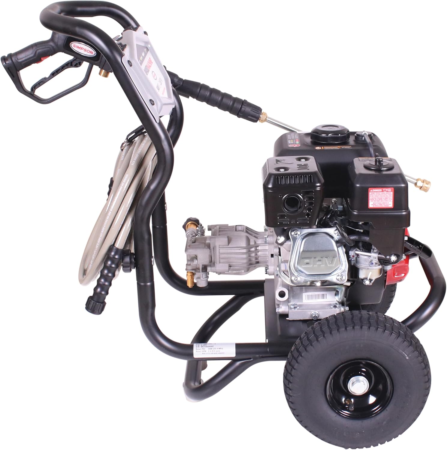 Simpson 3400 PSI Gas Pressure Washer, 2.5 GPM Residential Power Washer, Cold Water, 25' Hose, Clean Machine, 49-State Compliant (CM61083) Simpson 3400 PSI Gas Pressure Washer, 2.5 GPM Residential Power Washer, Cold Water, 25' Hose, Clean Machine, 49-State Compliant (CM61083) - Image 15