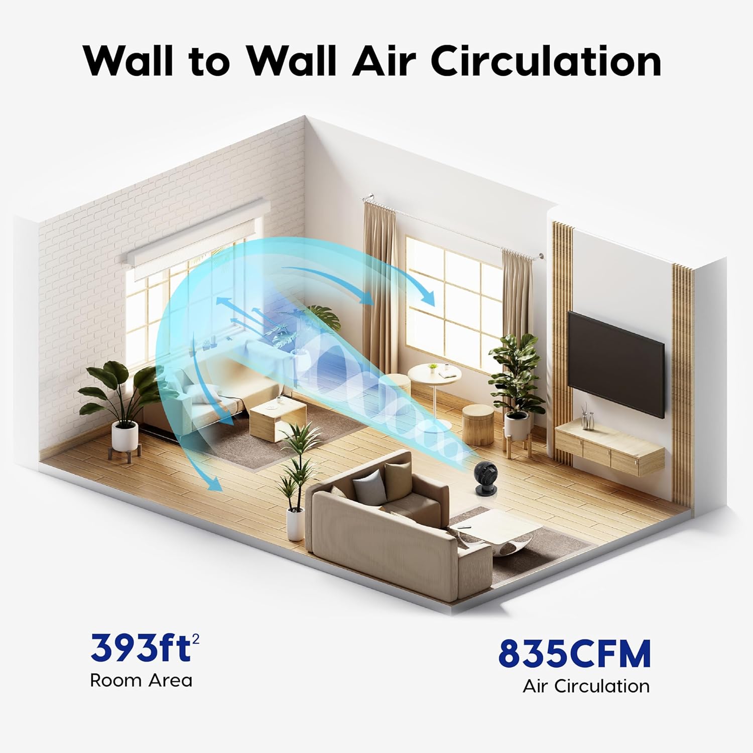 IRIS USA WOOZOO Air Circulator Fan with Remote, Oscillating Table Fan, 8 Speeds, 82ft Max Air Distance, 65° Tilt, Ultra Quiet DC Motor, Small Desk Fan for Bedroom, Office, Dorm, Black IRIS USA WOOZOO Air Circulator Fan with Remote, Oscillating Table Fan, 8 Speeds, 82ft Max Air Distance, 65° Tilt, Ultra Quiet DC Motor, Small Desk Fan for Bedroom, Office, Dorm, Black - Image 4