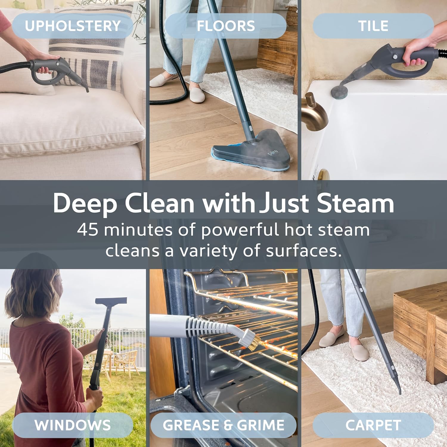 Pure Enrichment PureClean XL Rolling Steam Cleaner – Professional 1.5L Multi-Purpose Heavy Duty Steamer, 17 Accessories, Chemical-Free Deep Cleaning of Floors, Upholstery, Windows, Grout, Cars & More Pure Enrichment PureClean XL Rolling Steam Cleaner – Professional 1.5L Multi-Purpose Heavy Duty Steamer, 17 Accessories, Chemical-Free Deep Cleaning of Floors, Upholstery, Windows, Grout, Cars & More - Image 4