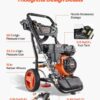 VEVOR Gas Pressure Washer, 3600 PSI 2.6 GPM, Gas Powered Pressure Washer with Copper Pump, Spray Gun and Extension Wand, 5 Quick Connect Nozzles, for Cleaning Cars, Homes, Driveways, Patios
