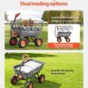 VEVOR 10 Cu.Ft 1200LBS Poly Garden Cart Dump Wagon, Heavy Duty Wheelbarrow with Convertible Handle and 13" Flat Free Tires, Outdoor Yard Wagon ATV Trailer Dump Cart Tow Behind for Lawn Mower Tractor