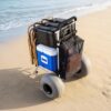 VEVOR Beach Dolly with Big Wheels for Sand, 20" x 15" Cargo Deck, Folding Sand Cart with 12" Balloon Wheels, 165 lbs Loading Capacity & 34" to 46" Adjustable Height, Heavy Duty Cart for Beach Camping
