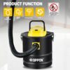 Ash Vacuum Cleaner, Pellet Stove Vacuum Cleaner with Wheeled Base & Blower Function, 800W Powerful Suction 2.6 Gallon All-in-One Ash Vacuum for Fireplaces, Pellet Stoves
