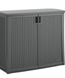 Suncast Lockable Outdoor Cabinet Storage for Patio, Garden and Backyard, 97 Gal, Cool Gray