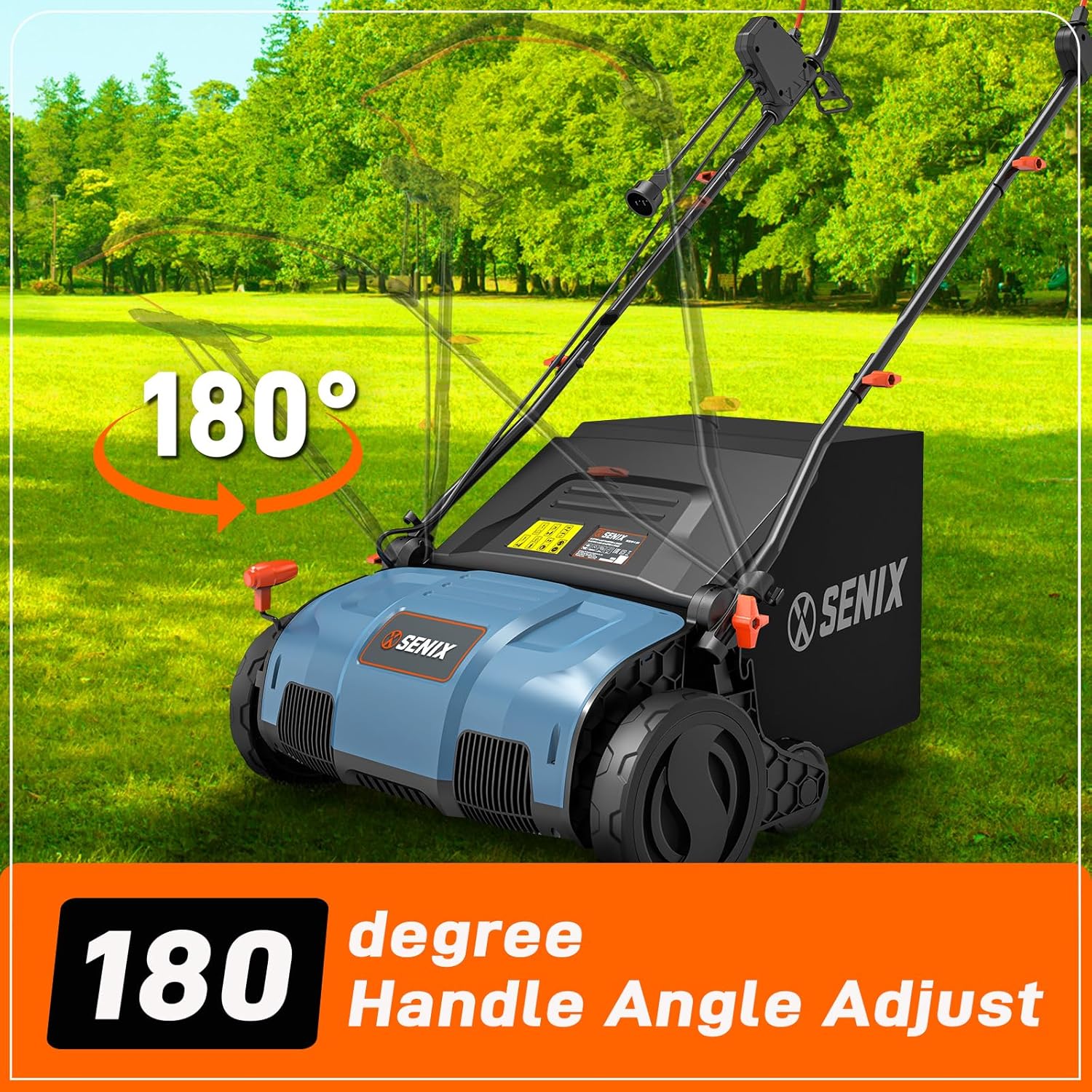 SENIX 13 Amp 15-Inch 2-in-1 Electric Dethatcher and Scarifier with 13.2-Gal Collection Bag,4-Position Depth Adjustment,Walk Behind for Lawn Garden Care Removing Thatch,Quick-Fold(SCE13-M) SENIX 13 Amp 15-Inch 2-in-1 Electric Dethatcher and Scarifier with 13.2-Gal Collection Bag,4-Position Depth Adjustment,Walk Behind for Lawn Garden Care Removing Thatch,Quick-Fold(SCE13-M) - Image 7