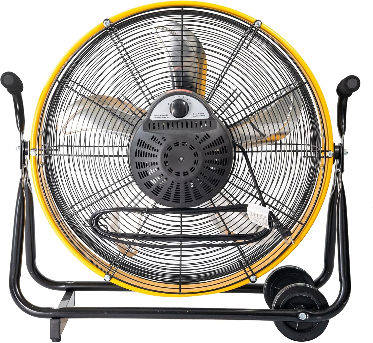 iLiving 24 Inch 3-Speed Orbital Internal Oscillating High Velocity Barrel Floor Fan for Office, Auto Shop, Garage, Workshop, Warehouse, 7800 CFM, Yellow iLiving 24 Inch 3-Speed Orbital Internal Oscillating High Velocity Barrel Floor Fan for Office, Auto Shop, Garage, Workshop, Warehouse, 7800 CFM, Yellow - Image 4