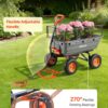 VEVOR 10 Cu.Ft 1200LBS Poly Garden Cart Dump Wagon, Heavy Duty Wheelbarrow with Convertible Handle and 13" Flat Free Tires, Outdoor Yard Wagon ATV Trailer Dump Cart Tow Behind for Lawn Mower Tractor