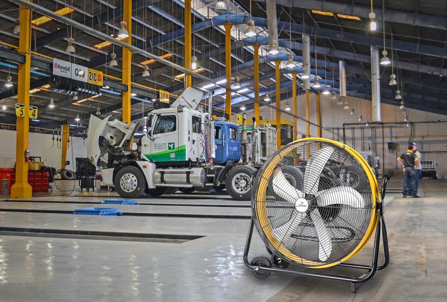 iLiving 24 Inch 3-Speed Orbital Internal Oscillating High Velocity Barrel Floor Fan for Office, Auto Shop, Garage, Workshop, Warehouse, 7800 CFM, Yellow iLiving 24 Inch 3-Speed Orbital Internal Oscillating High Velocity Barrel Floor Fan for Office, Auto Shop, Garage, Workshop, Warehouse, 7800 CFM, Yellow - Image 7